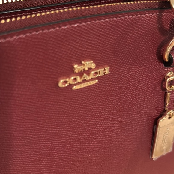 Coach Etta deep red gold accent hardware carryall satchel bag new - Picture 15 of 16